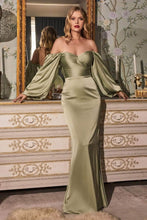 Load image into Gallery viewer, Ladivine 7482 - Soft Satin Billowy Sleeve Gown
