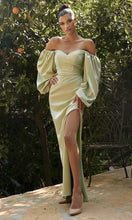 Load image into Gallery viewer, Ladivine 7482 - Soft Satin Billowy Sleeve Gown