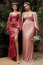 Load image into Gallery viewer, Ladivine 7482 - Soft Satin Billowy Sleeve Gown