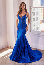 Load image into Gallery viewer, Ladivine CDS470 - Beaded Appliqued Illusion Evening Gown