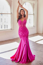 Load image into Gallery viewer, Ladivine CDS470 - Beaded Appliqued Illusion Evening Gown