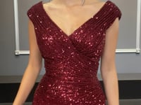Load and play video in Gallery viewer, CH198 Ladivine Fitted sequin evening gown
