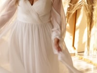 Load and play video in Gallery viewer, ROMANTIC SWEETHEART SHEER SLEEVE CHIFFON DRESS