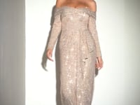 Load and play video in Gallery viewer, CH135 LADIVINE SEQUIN OFF THE SHOULDER LONG SLEEVE GOWN
