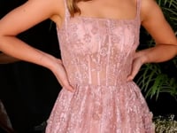 Load and play video in Gallery viewer, J840 LA DIVINE GLITTER PRINT A-LINE GOWN