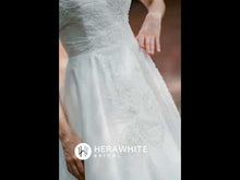 Load and play video in Gallery viewer, HW3056 HERAWHITE Classic Sweetheart Satin Wedding Dress With Detachable Pouf Sleeves