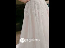 Load and play video in Gallery viewer, HW3036 HERAWHITE Elegant Floral 3D Lace Wedding Dress With Off-Shoulder Straps
