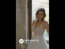 Load and play video in Gallery viewer, HW3035 HERAWHITE Sparkly Sequined Floral Tulle Ball Gown With V-neck