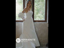 Load and play video in Gallery viewer, HW3043 HERAWHITE Scoop Neckline Brocade Satin Ballgown With Pockets