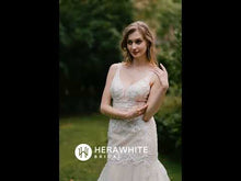 Load and play video in Gallery viewer, HW3037 HERAWHITE Plunging Sweetheart Beaded Mermaid Gown With Double Band