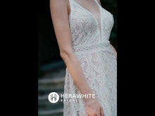 Load and play video in Gallery viewer, HW3044 HERAWHITE Summer Boho Lace Wedding Dress With Spaghetti Straps