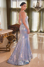 Load image into Gallery viewer, Ladivine Y034 - IRIDESCENT LIQUID SEQUIN FITTED GOWN