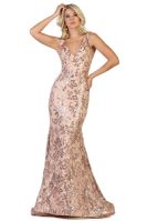 Load image into Gallery viewer, Mesmerizing metallic floral mermaid trumpet style evening gown.