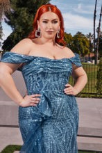 Load image into Gallery viewer, J849 Ladivine OFF THE SHOULDER GLITTERY PRINTED GOWN