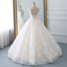 Load image into Gallery viewer, Spectacular natural waist A-line ball gown with a modest illusion sweetheart neckline