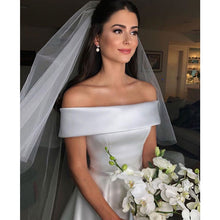 Load image into Gallery viewer, Satin Off The Shoulder Natural Waist Bridal Ball Gown