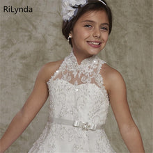 Load image into Gallery viewer, Lace Beaded Applique Half Sleeve Modest Illusions High Collar Neckline Natural Waist Ball Gown