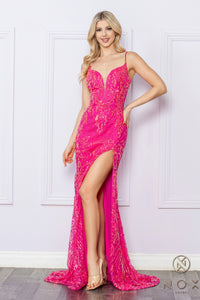 D1355 Sparkly Sequin Gown