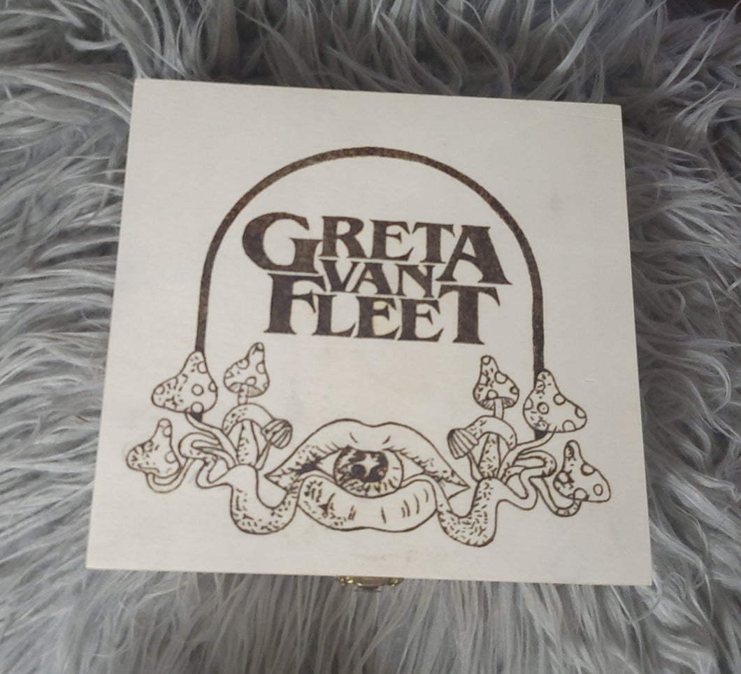 Greta Van Fleet - Custom Pyrography Artwork Wooden Cigar Box