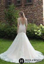 Load image into Gallery viewer, HW3037 HERAWHITE Plunging Sweetheart Beaded Mermaid Gown With Double Band
