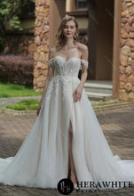 Load image into Gallery viewer, HERAWHITE - HW3053 - Tulle Off-The-Shoulder Sweetheart Lace Ballgown With Slit
