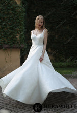 Load image into Gallery viewer, HERAWHITE - HW3046 - Minimalist Chic Modern Ballgown Wedding Dress With Shoulder Straps
