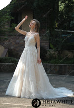 Load image into Gallery viewer, HERAWHITE - HW3047 - Plunging Sweetheart Beaded Wedding Dress With Double Band
