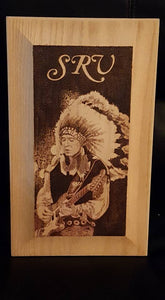Stevie Ray Vaughn - Custom Pyrography Artwork Wooden Wall Decor