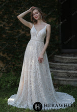 Load image into Gallery viewer, HERAWHITE - HW3044 - Summer Boho Lace Wedding Dress With Spaghetti Straps
