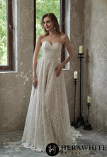 Load image into Gallery viewer, HERAWHITE - HW3049 - Allover Lace Boho Sweetheart Wedding Gown With Corset Back
