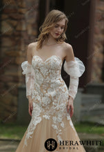 Load image into Gallery viewer, HERAWHITE - HW3038 - Glamour Sweetheart Neckline Dress With Detachable Sleeves
