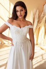 Load image into Gallery viewer, Off the shoulder capped sleeve delicate lace applique wedding gown
