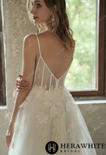 Load image into Gallery viewer, HERAWHITE - HW3035 - Sparkly Sequined Floral Tulle Ball Gown With V-neck
