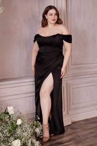 Ladivine - 7484C - Romantic off the shoulder corset back with perfectly pleated skirt.
