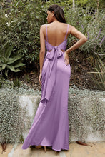Load image into Gallery viewer, Ladivine - 7487 - FITTED SATIN DRESS WITH COWL NECKLINE AND TIE OPEN BACK
