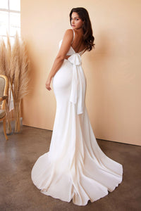 CHARMEUSE MERMAID GOWN WITH TIE-BACK SASH
