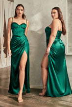 Load image into Gallery viewer, 7495 FITTED SATIN BUSTIER DRAPED GOWN

