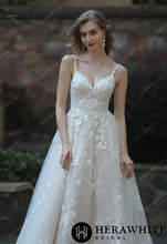 Load image into Gallery viewer, HERAWHITE - HW3070 - Ethereal A-Line Wedding Dress With Frosted Flower Lace
