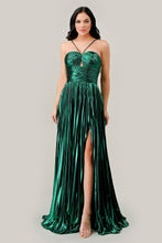 Load image into Gallery viewer, C153 HALTER PLEATED METALLIC A-LINE GOWN
