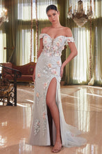 Load image into Gallery viewer, CD005 OFF THE SHOULDER FLORAL APPLIQUE GOWN
