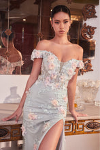 Load image into Gallery viewer, CD005 OFF THE SHOULDER FLORAL APPLIQUE GOWN
