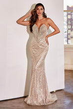 Load image into Gallery viewer, CD0216 STRAPLESS FITTED BEADED GOWN
