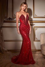 Load image into Gallery viewer, CD0216 STRAPLESS FITTED BEADED GOWN
