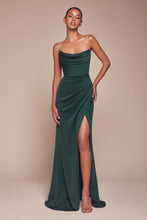 Load image into Gallery viewer, Ladivine CD355 Chiffon Strapless Slit Gown
