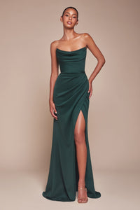 Ladivine CD355 Chiffon Strapless Slit Gown