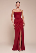 Load image into Gallery viewer, Ladivine CD355 Chiffon Strapless Slit Gown
