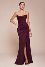 Load image into Gallery viewer, Ladivine CD355 Chiffon Strapless Slit Gown
