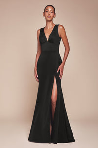 Ladivine CH395 Fitted Sleeveless Slit Gown