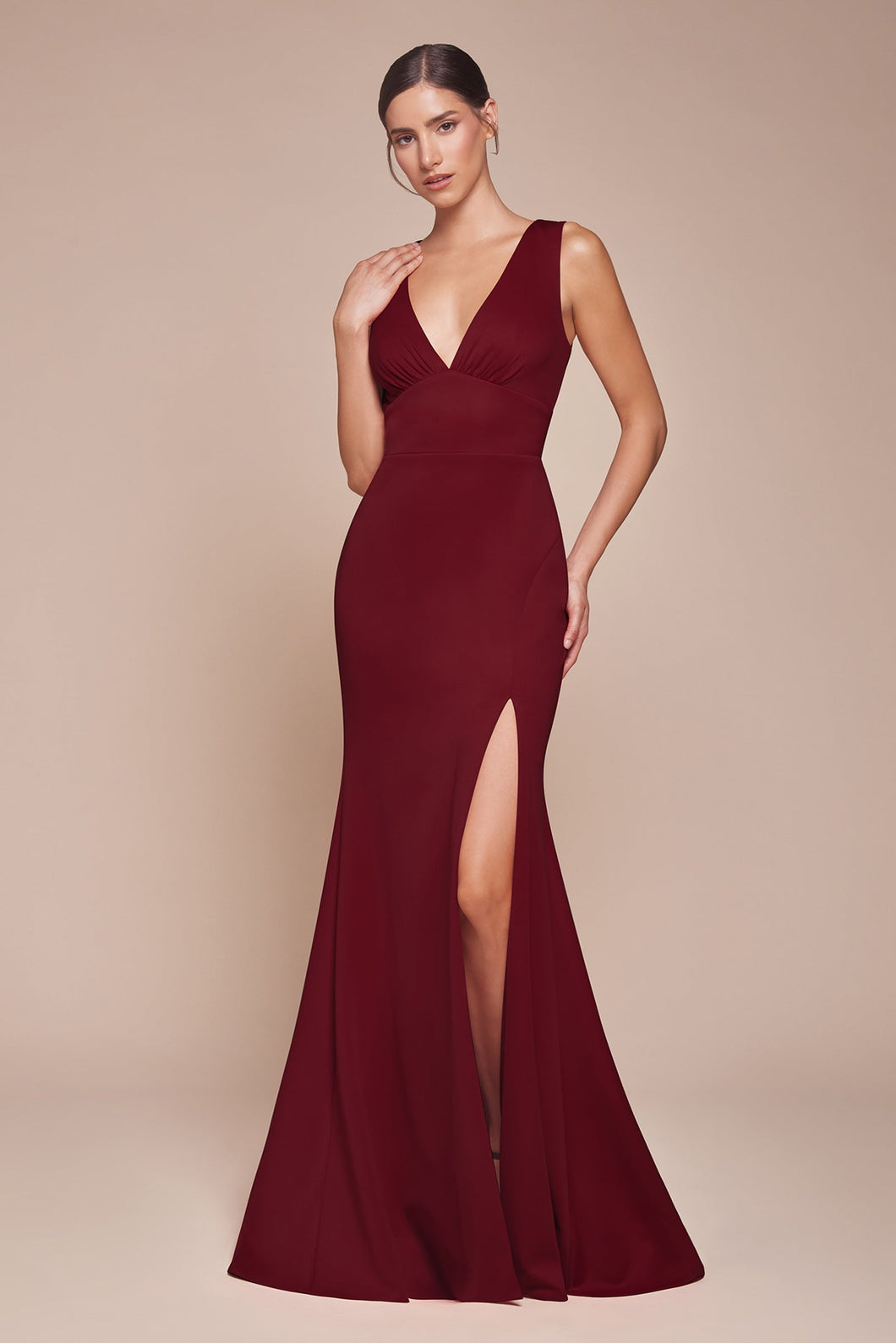 Ladivine CH395 Fitted Sleeveless Slit Gown