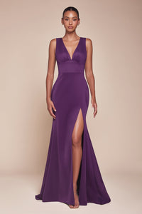 Ladivine CH395 Fitted Sleeveless Slit Gown